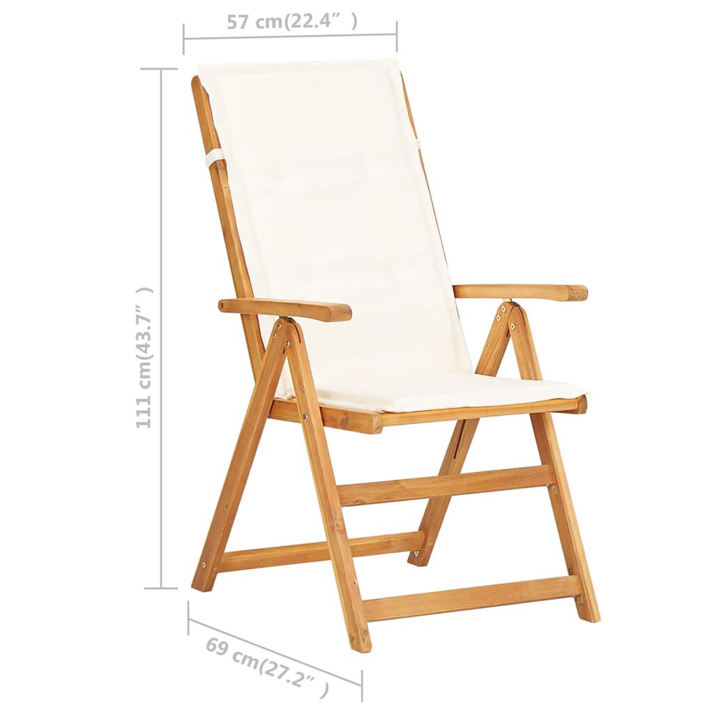 vidaXL Reclining Garden Chairs 2 pcs Brown Solid Acacia Wood