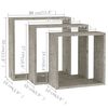 vidaXL Wall Cube Shelves 3 pcs Concrete Grey