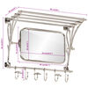 vidaXL Luggage Rack with Coat Hangers & Mirror Wall Mounted Aluminium