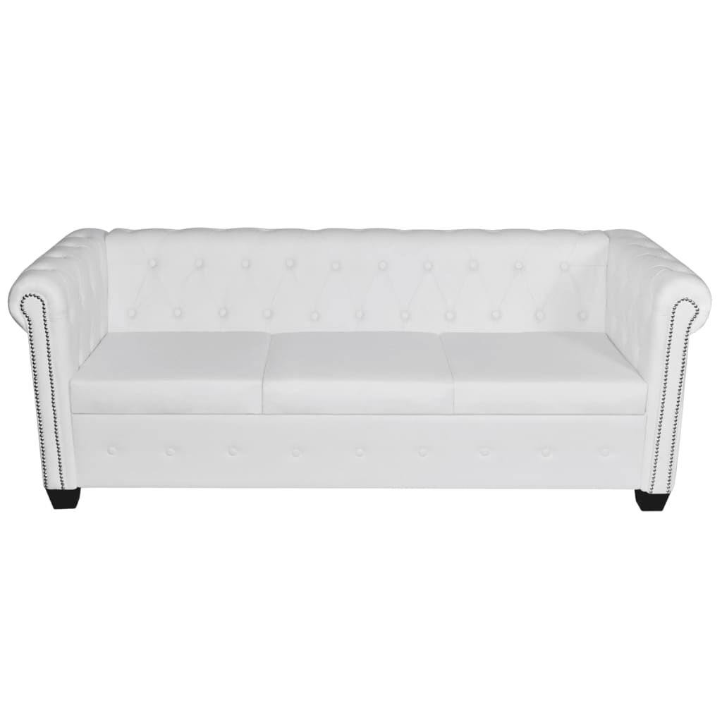 vidaXL Chesterfield 3-Seater Artificial Leather White