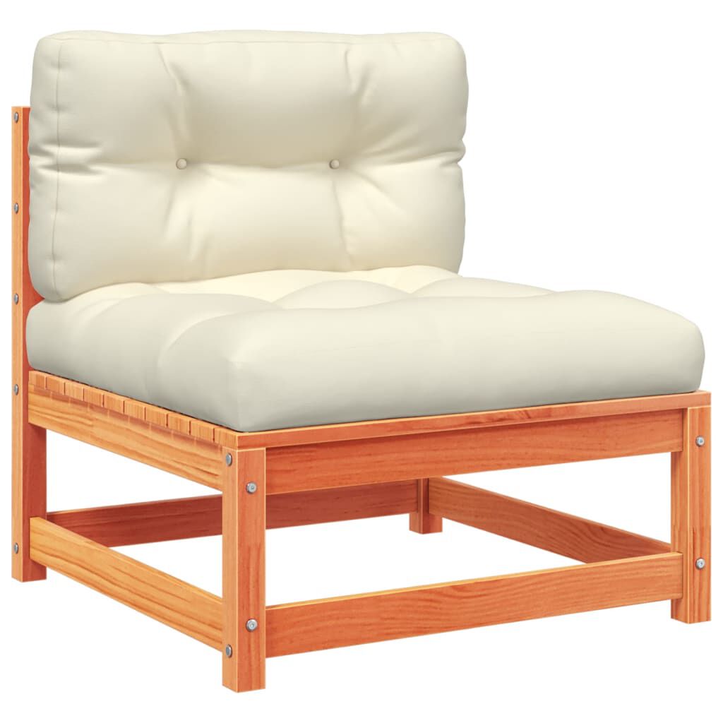 vidaXL 6 Piece Garden Sofa Set with Cushions Wax Brown Solid Wood Pine