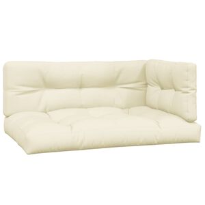 vidaXL Pallet Cushions 3 pcs Cream Fabric