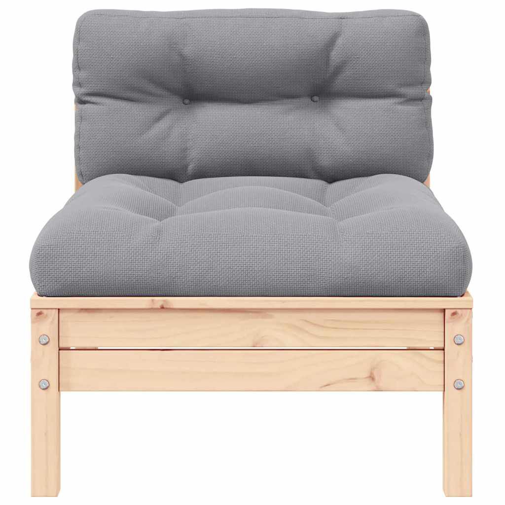 vidaXL 3 Piece Garden Lounge Set with Grey Cushions Solid Pinewood