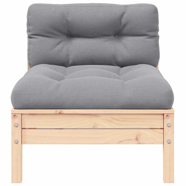 vidaXL 3 Piece Garden Lounge Set with Grey Cushions Solid Pinewood
