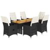 vidaXL 7 Piece Garden Dining Set with Cushions Black Poly Rattan
