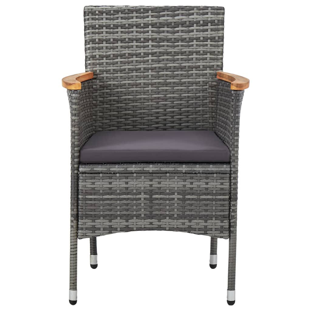 vidaXL 7 Piece Garden Dining Set Poly Rattan Grey