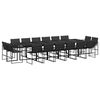 vidaXL 17 Piece Garden Dining Set with Cushions Black Textilene