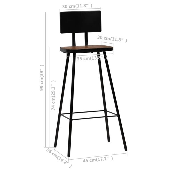 vidaXL Bar Set 3 Piece Solid Reclaimed Wood