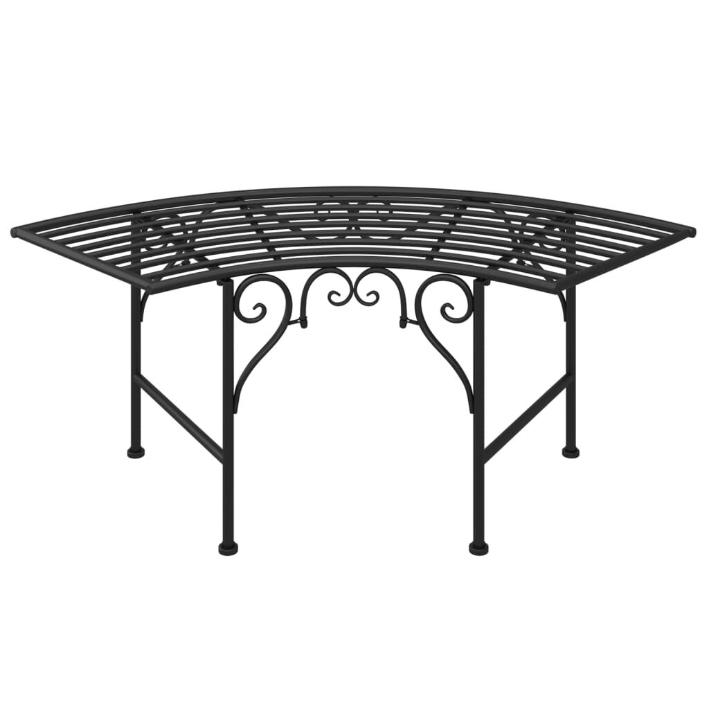 vidaXL Tree Bench 113 cm Black Steel