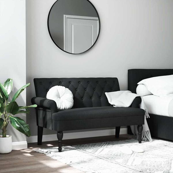vidaXL Bench with Backrest Black 120x62x75.5 cm Fabric