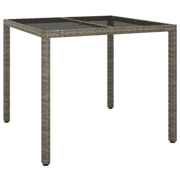 vidaXL 5 Piece Garden Dining Set with Cushions Grey Poly Rattan