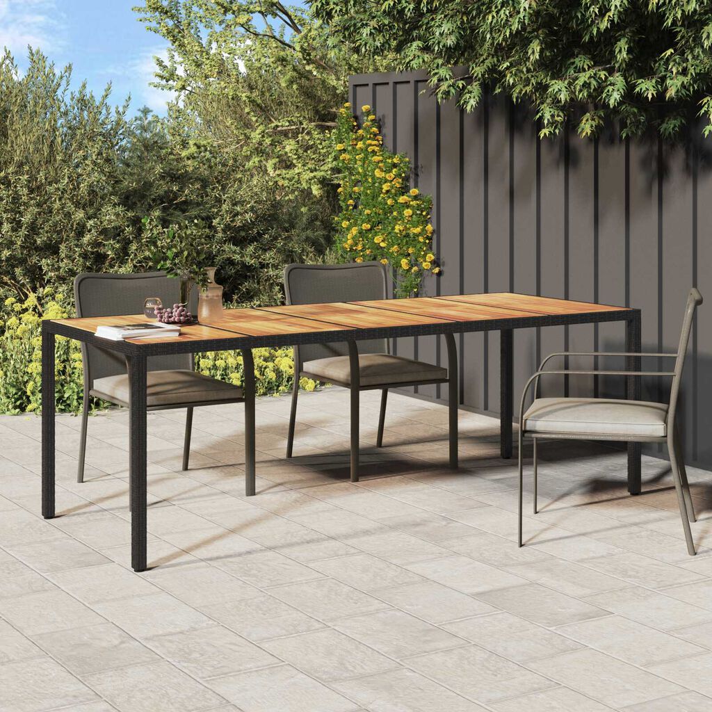 vidaXL Garden Dining Table Black 250x100x75 cm Poly Rattan