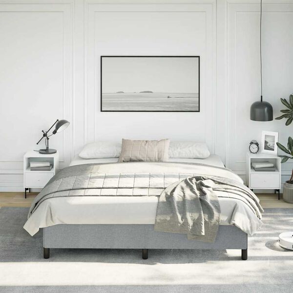 vidaXL Bed Frame without Mattress Light Grey California King Fabric