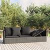 vidaXL Outdoor Lounge Bed with Cushions Grey Poly Rattan