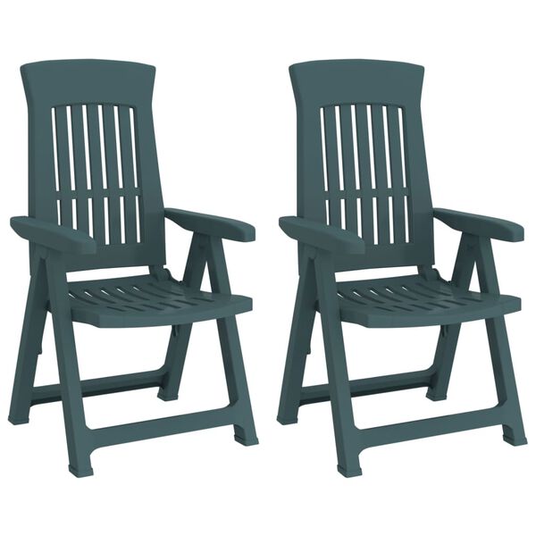 vidaXL Garden Reclining Chairs 2 pcs Green PP