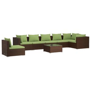 vidaXL 8 Piece Garden Lounge Set with Cushions Poly Rattan Brown