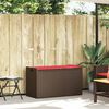 vidaXL Outdoor Storage Bench with Cushion Brown 100 cm Poly Rattan