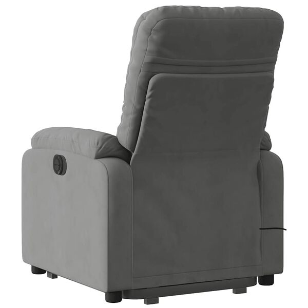 vidaXL Stand up Massage Recliner Chair Dark Grey Microfibre Fabric