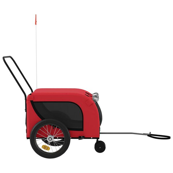 vidaXL Pet Bike Trailer Red and Black Oxford Fabric and Iron