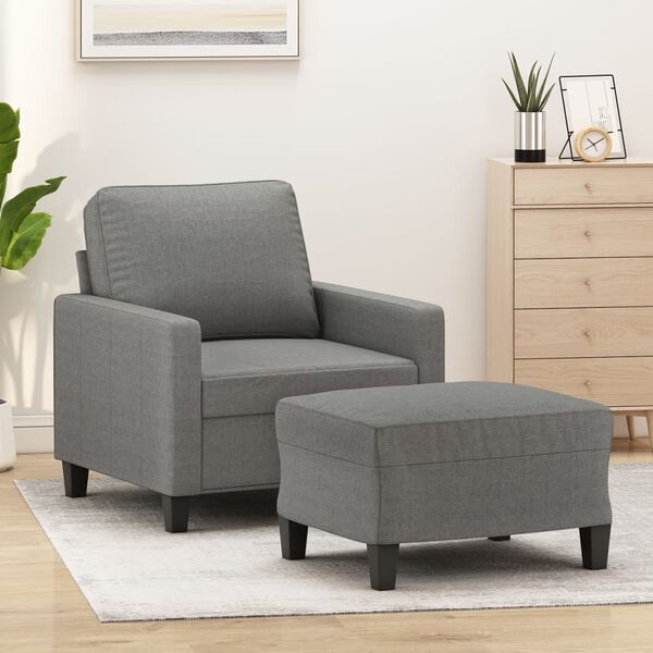 vidaXL Sofa Chair with Footstool Dark Grey 60 cm Fabric