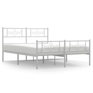 vidaXL Metal Bed Frame without Mattress with Footboard White 135x190cm