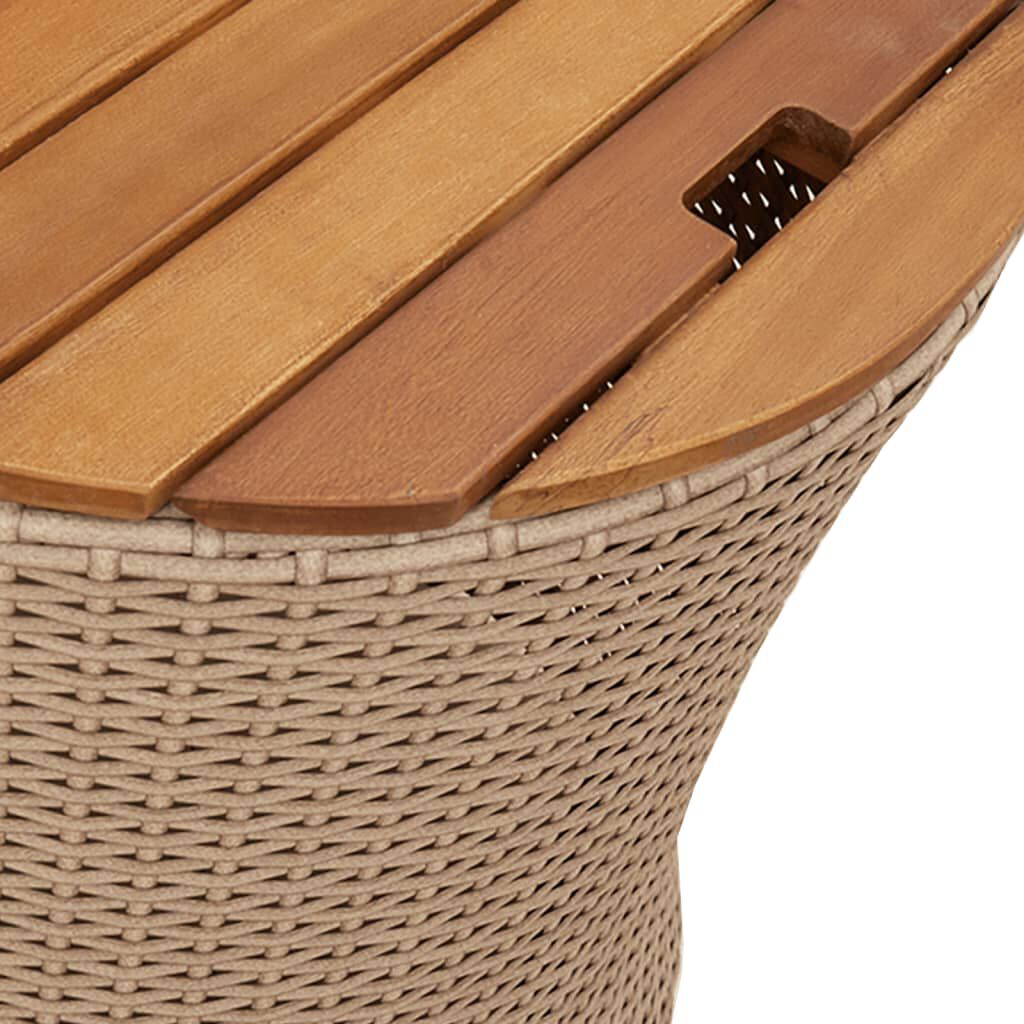 vidaXL Garden Side Tables 2 pcs with Wooden Top Beige Poly Rattan