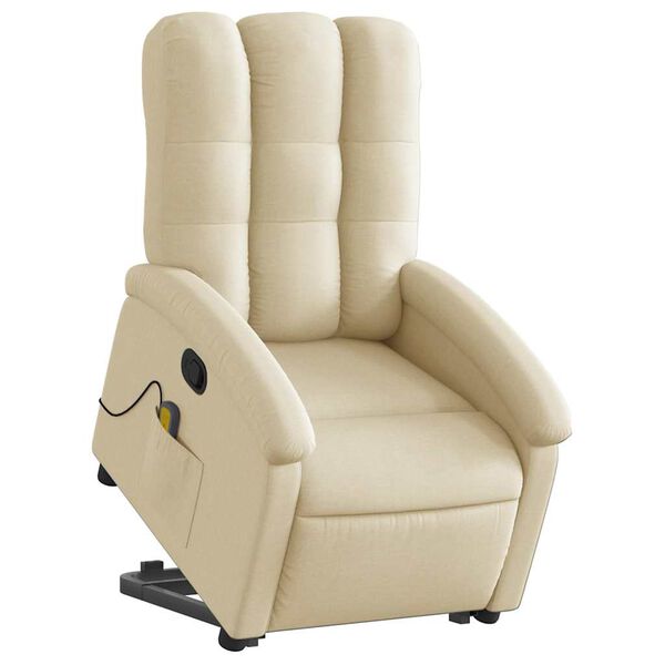vidaXL Stand up Massage Recliner Chair Cream Fabric