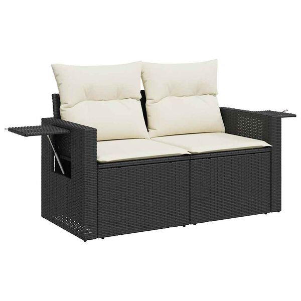 vidaXL 6 Piece Garden Sofa Set with Cushions Black Poly Rattan
