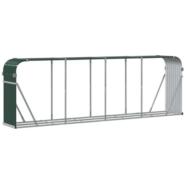 vidaXL Log Holder Green 300x45x100 cm Galvanised Steel