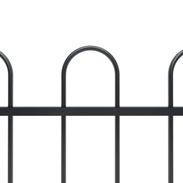 vidaXL Garden Fence with Hoop Top Steel 1781.5x80 cm Black