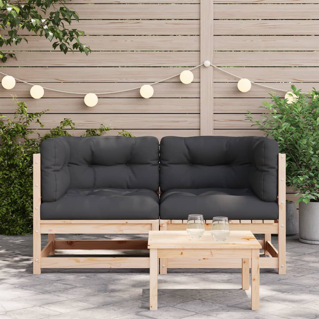 vidaXL Garden Sofas Corner with Cushions 2 pcs Solid Wood Pine