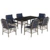 vidaXL 7 Piece Garden Dining Set with Cushions Grey Poly Rattan