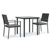 vidaXL 3 Piece Garden Dining Set with Cushions Poly Rattan and Steel