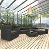 vidaXL 8 Piece Garden Lounge Set with Cushions Poly Rattan Black