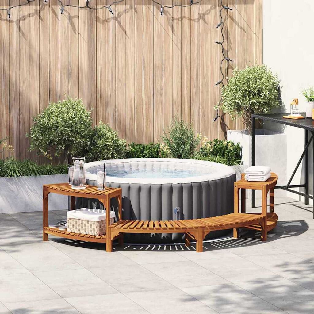 vidaXL Hot Tub Surround Brown 252 x 112 x 55.5 cm Solid acacia wood