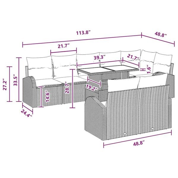 vidaXL Garden Sofa Set 9 pcs Grey and navy blue 100 x 55 x 73 cm