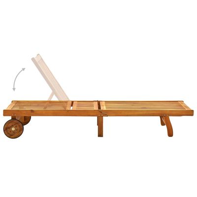 vidaXL Garden Sun Lounger with Cushion Solid Acacia Wood