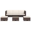 vidaXL 4 Piece Garden Lounge Set with Cushions Poly Rattan Brown