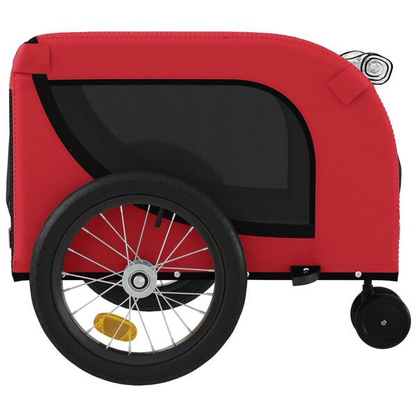 vidaXL Pet Bike Trailer Red and Black Oxford Fabric and Iron
