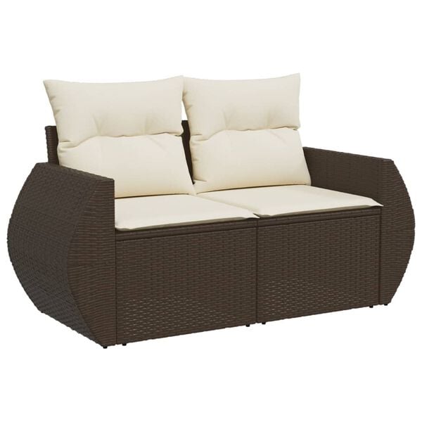 vidaXL 5 Piece Garden Sofa Set with Cushions Brown Poly Rattan