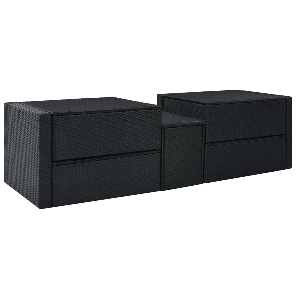 vidaXL 5 Piece Garden Lounge Set with Cushions Poly Rattan Black