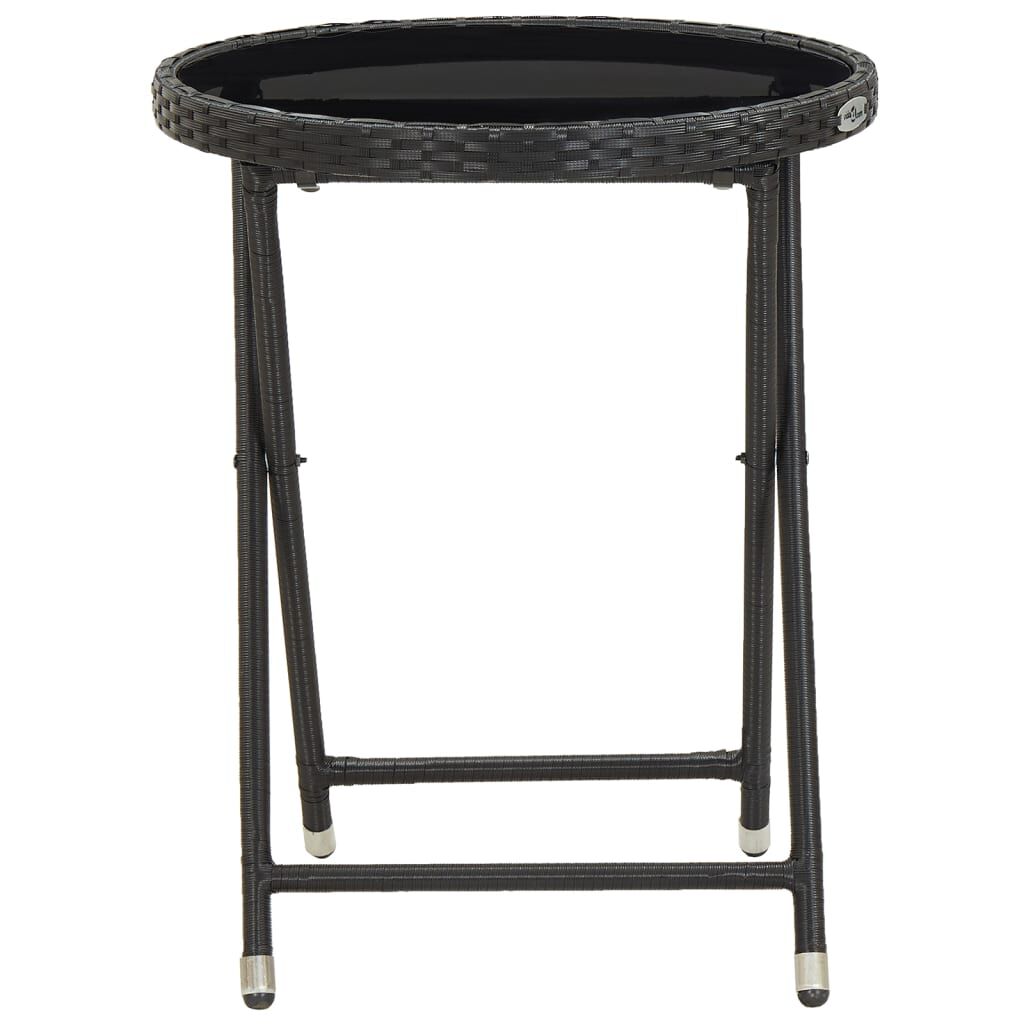 vidaXL 5 Piece Garden Bistro Set Poly Rattan and Tempered Glass Black