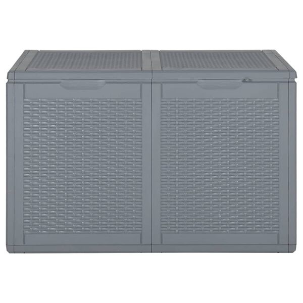vidaXL Garden Storage Box Grey PP Rattan 180 L