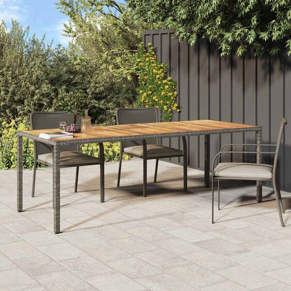 vidaXL Garden Dining Table Grey 250 x 100 x 75 cm Poly rattan