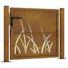 vidaXL Garden Gate 100x100 cm Corten Steel Grass Design