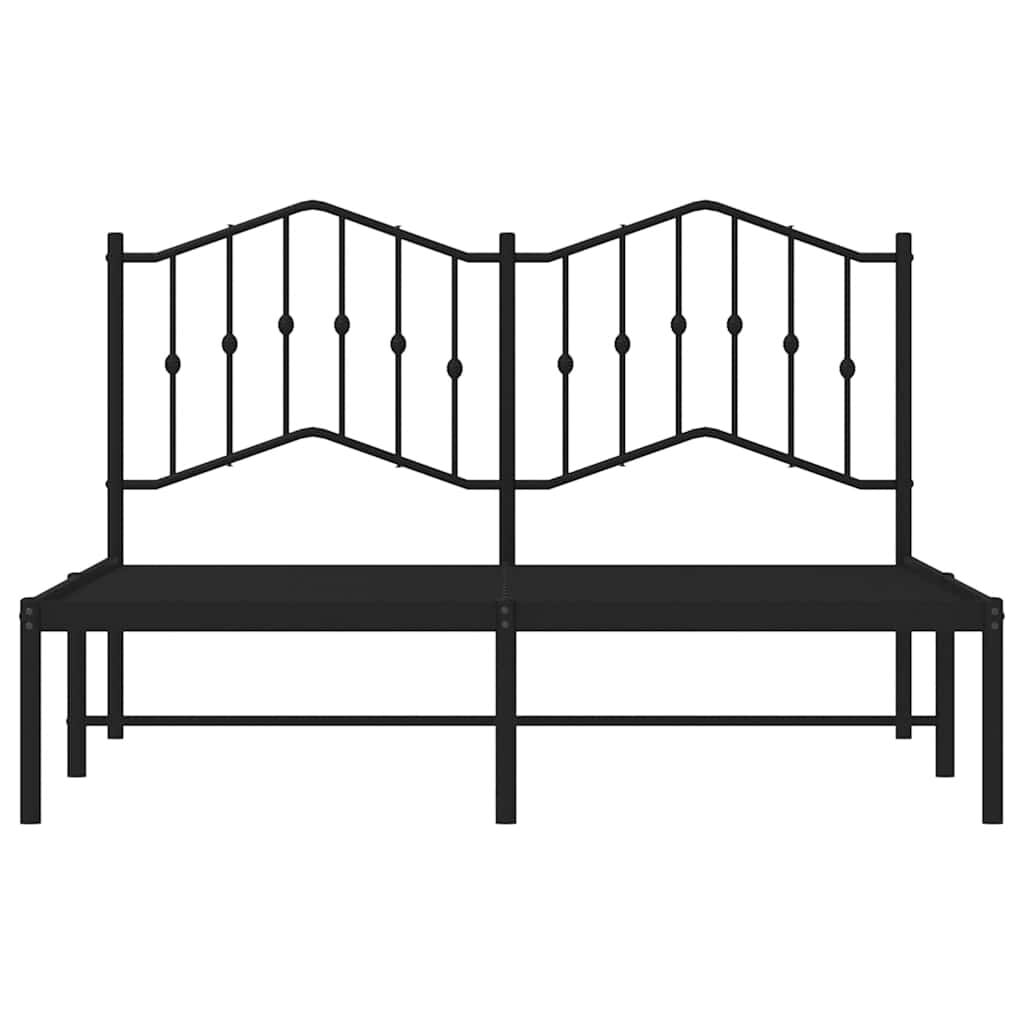 vidaXL Metal Bed Frame without Mattress with Headboard Black 150x200cm
