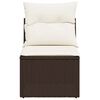 vidaXL Garden Sofa Armless with Cushions Brown Poly Rattan