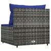 vidaXL Garden Middle Sofa with Cushions Grey Poly Rattan