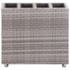vidaXL Garden Raised Bed with 4 Pots 80x22x79 cm Poly Rattan Grey