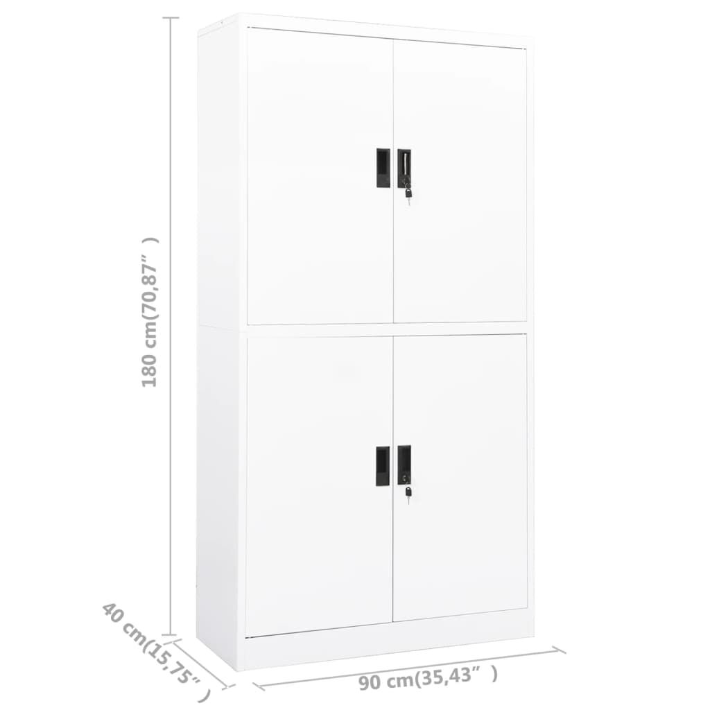 vidaXL Office Cabinet White 90x40x180 cm Steel